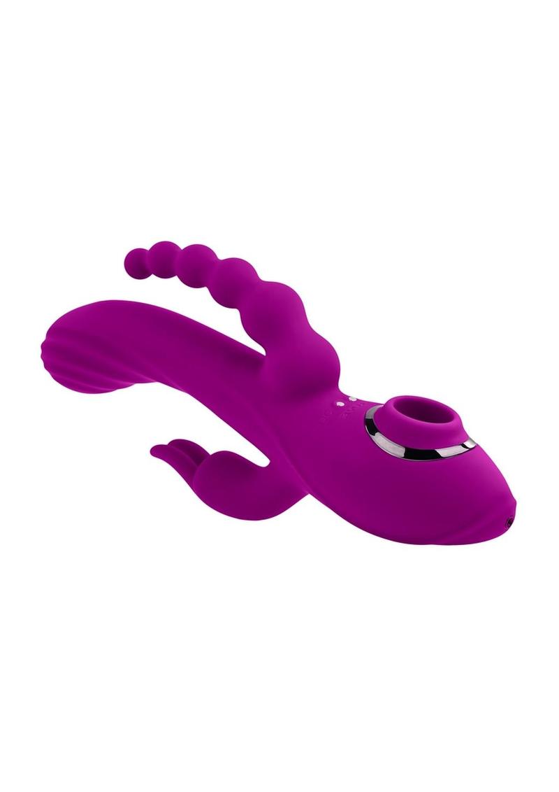 Fourgasm Rechargeable Silicone Triple Stimulation Rabbit Vibrator - Purple