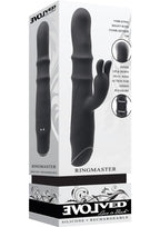 Ringmaster Rechargeable Silicone Rabbit Vibrator - Black
