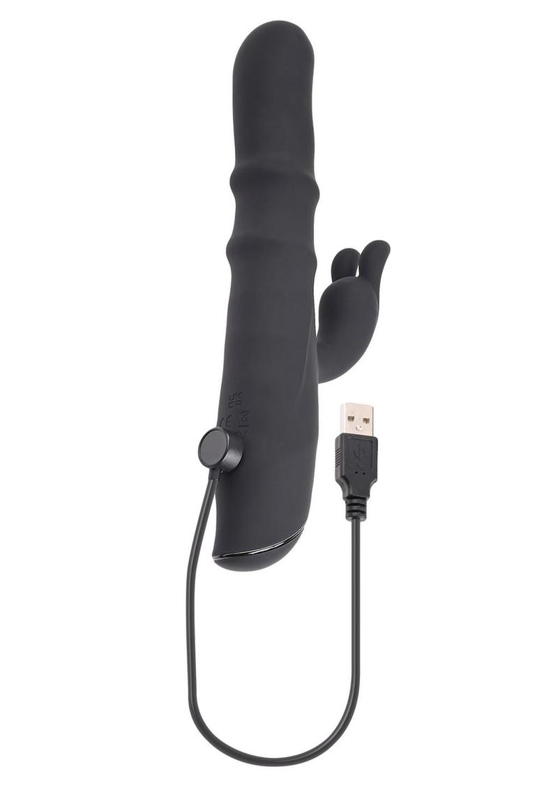 Ringmaster Rechargeable Silicone Rabbit Vibrator - Black