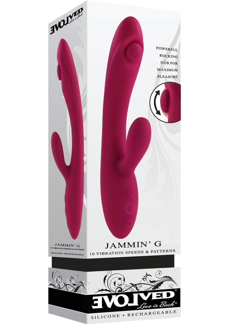 Jammin' G Rechargeable Silicone Rabbit Vibrator - Red