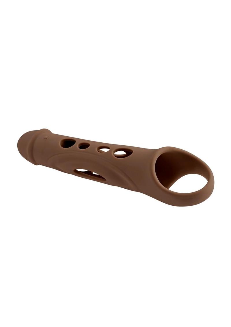 Zero Tolerance Big Boy Extender Rechargeable Silicone Penis Extension with Remote Control - Chocolate