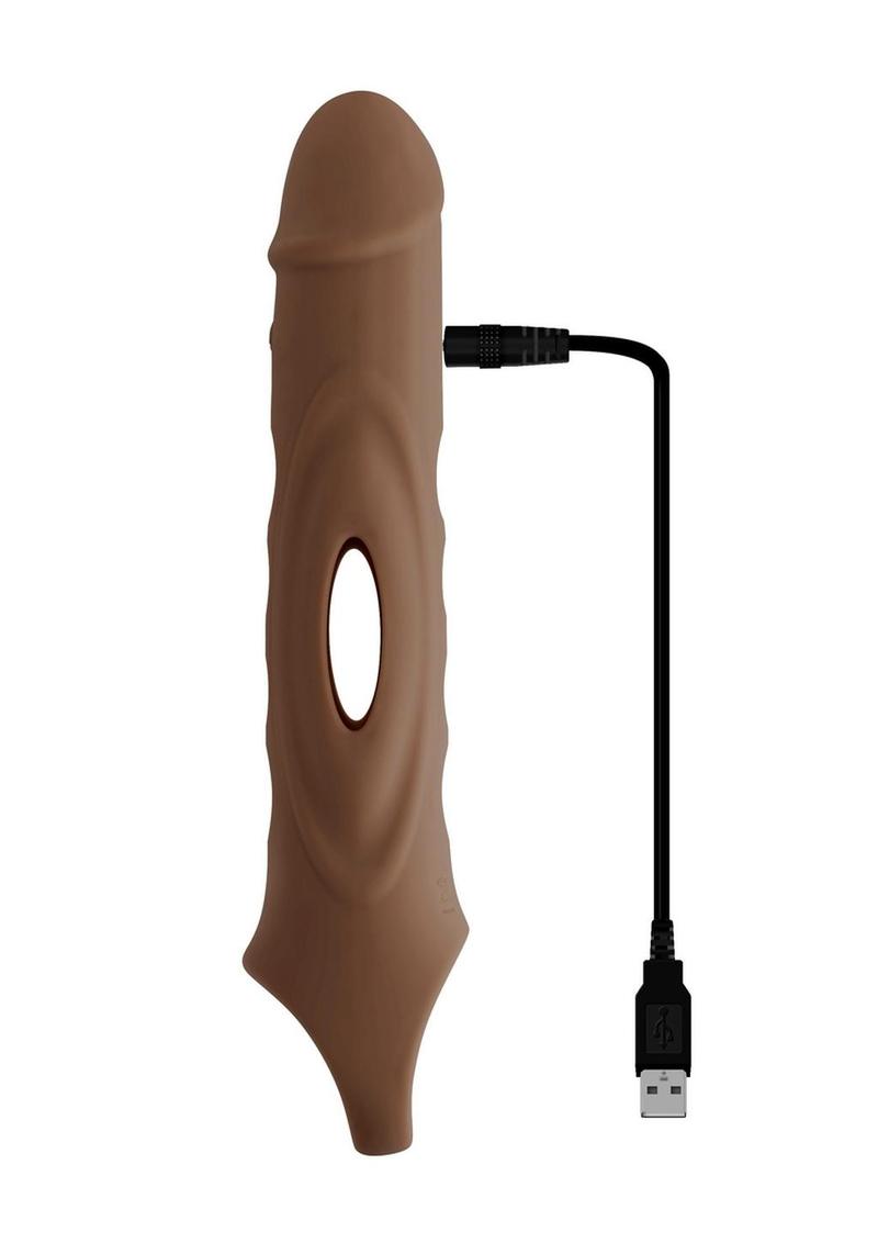 Zero Tolerance Big Boy Extender Rechargeable Silicone Penis Extension with Remote Control - Chocolate