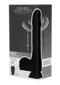 Naked Addiction Noir Rotating & Thrusting Vibrating Rechargeable Silicone Dong with Remote Control 8.6in - Black
