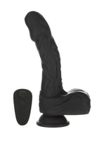 Naked Addiction Noir Rotating & Thrusting Vibrating Rechargeable Silicone Dong with Remote Control 8.6in - Black