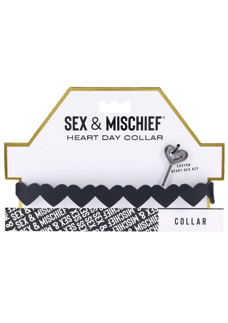 Sex & Mischief Heart Day Collar - Black