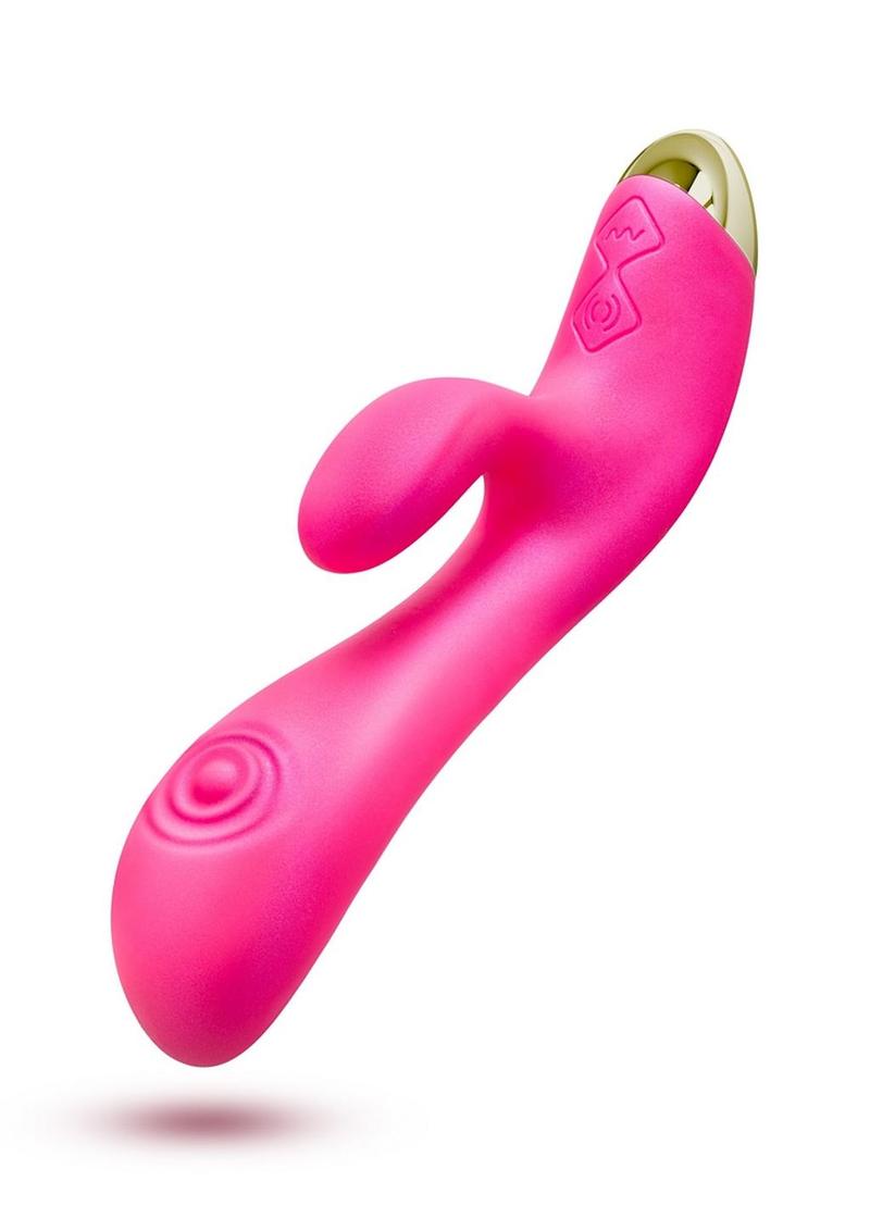Aria Pleasin' AF Rechargeable Silicone Rabbit Vibrator - Fuchsia
