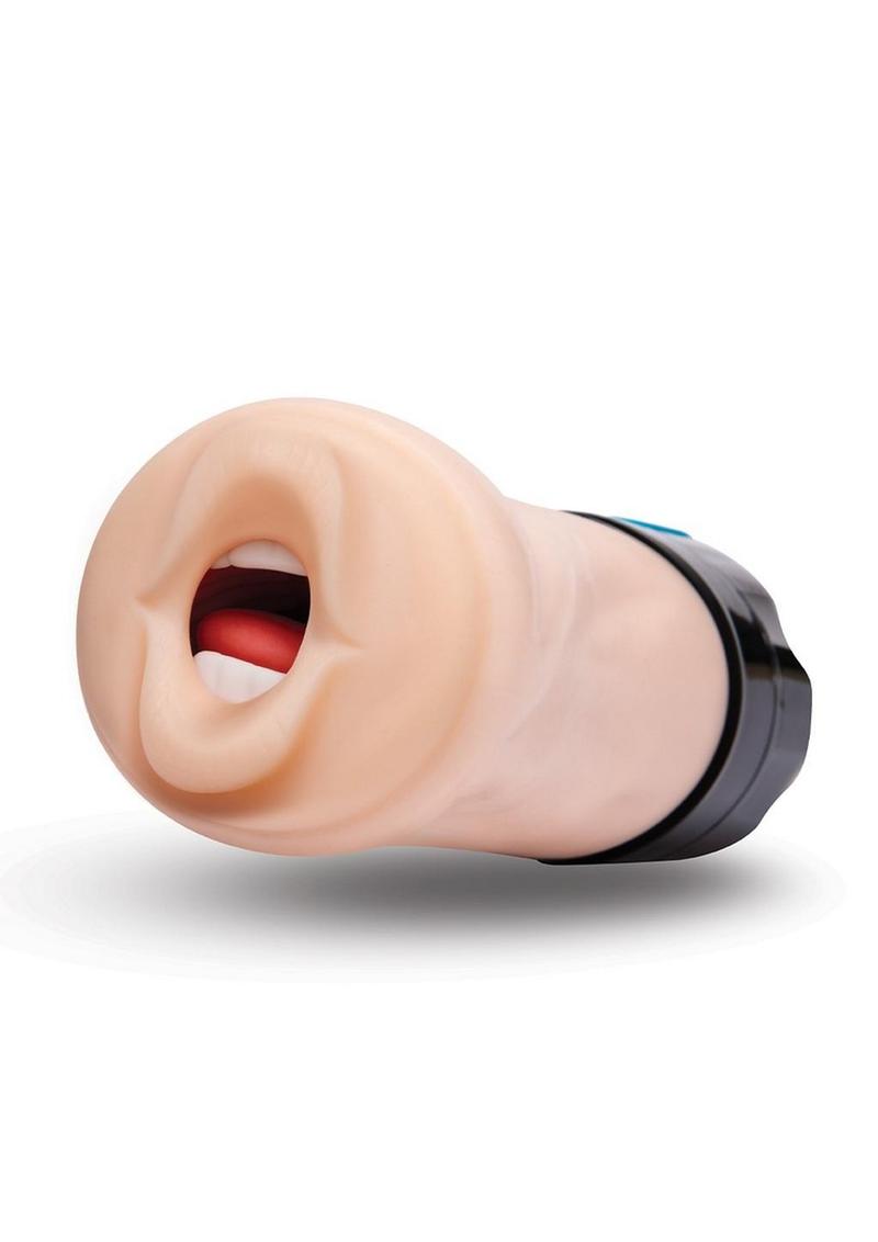 Zolo Gawk Gawk Rechargeable Silicone Vibrating Deep Throat Blowbot Masturbator - Vanilla/Black