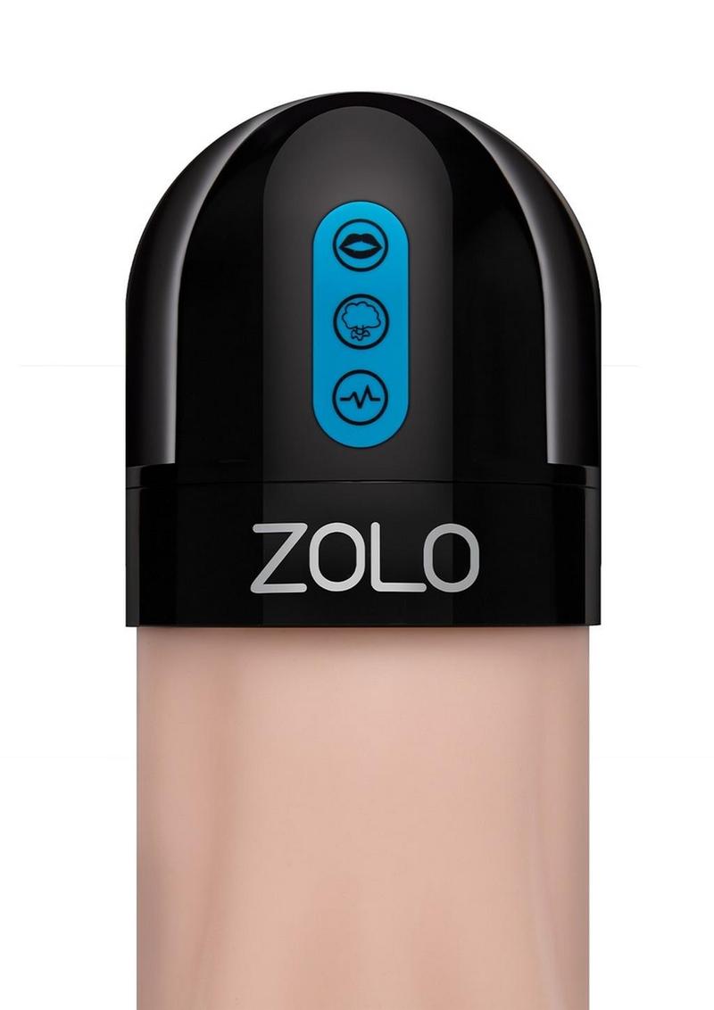 Zolo Gawk Gawk Rechargeable Silicone Vibrating Deep Throat Blowbot Masturbator - Vanilla/Black