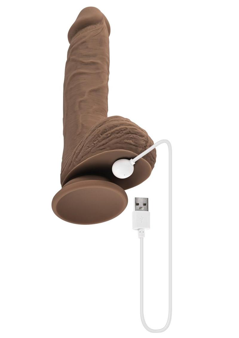 Full Monty Silicone Rechargeable Realistic Dildo with Remote Control 9in - Chocolate