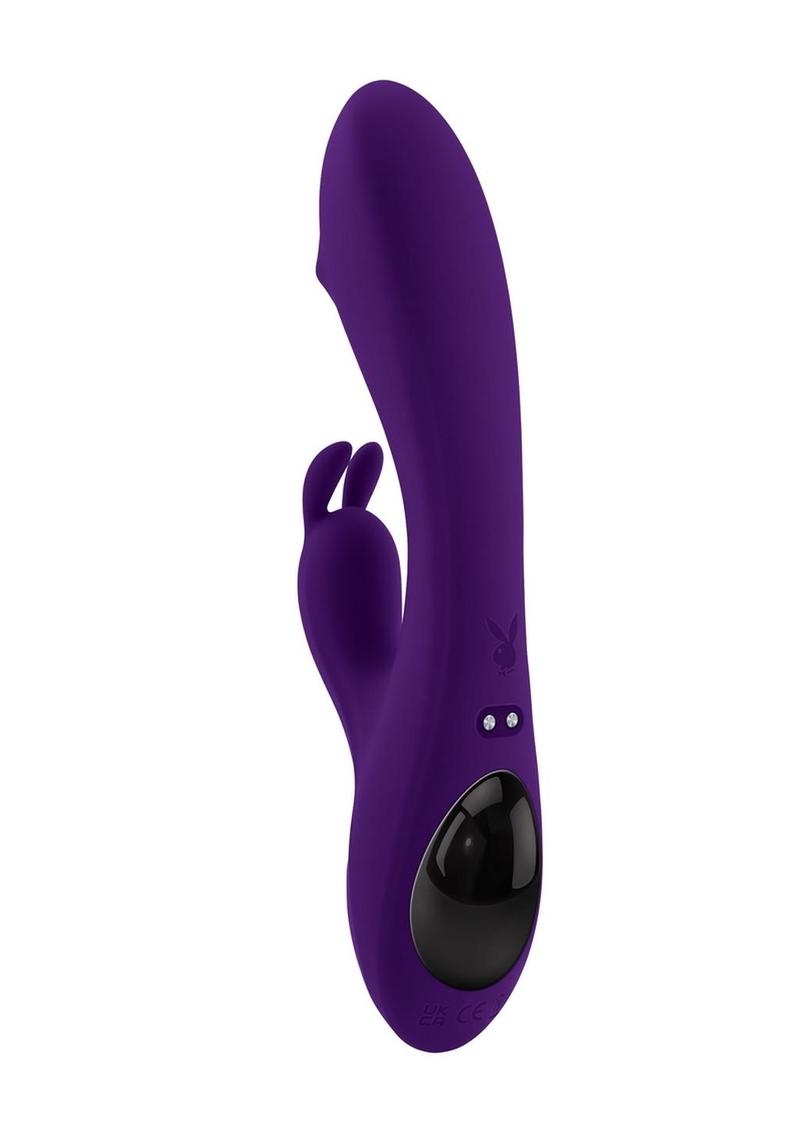 Playboy On Repeat Rechargeable Silicone Rabbit Vibrator - Purple