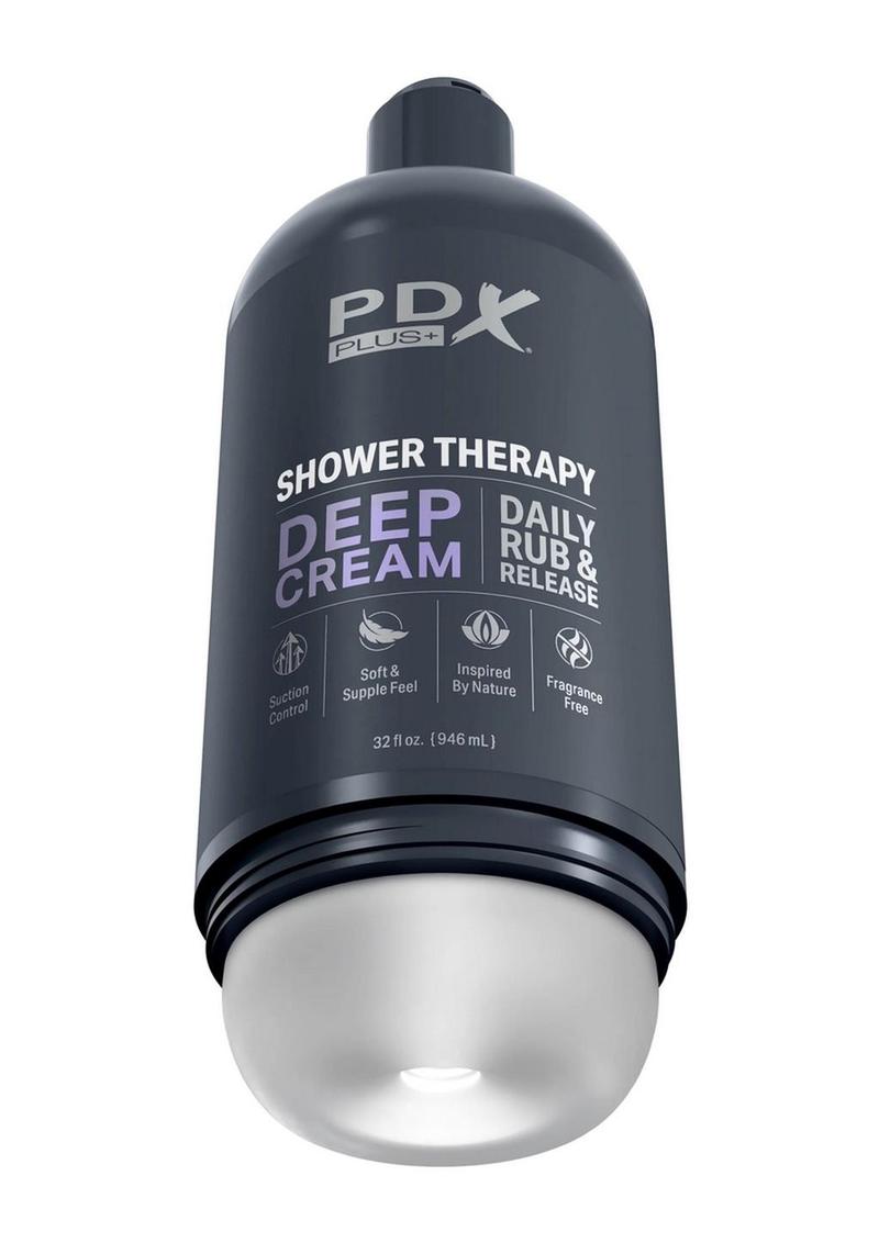 PDX Plus Shower Therapy Deep Cream Discreet Stroker - Frosted