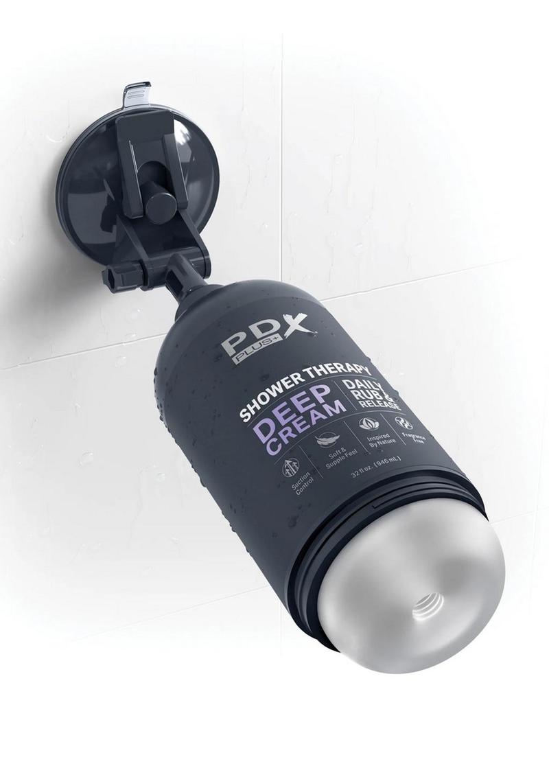 PDX Plus Shower Therapy Deep Cream Discreet Stroker - Frosted