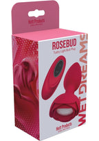 Wet Dreams Rosebud Tushy Light Silicone Butt Plug with Remote Control - Red