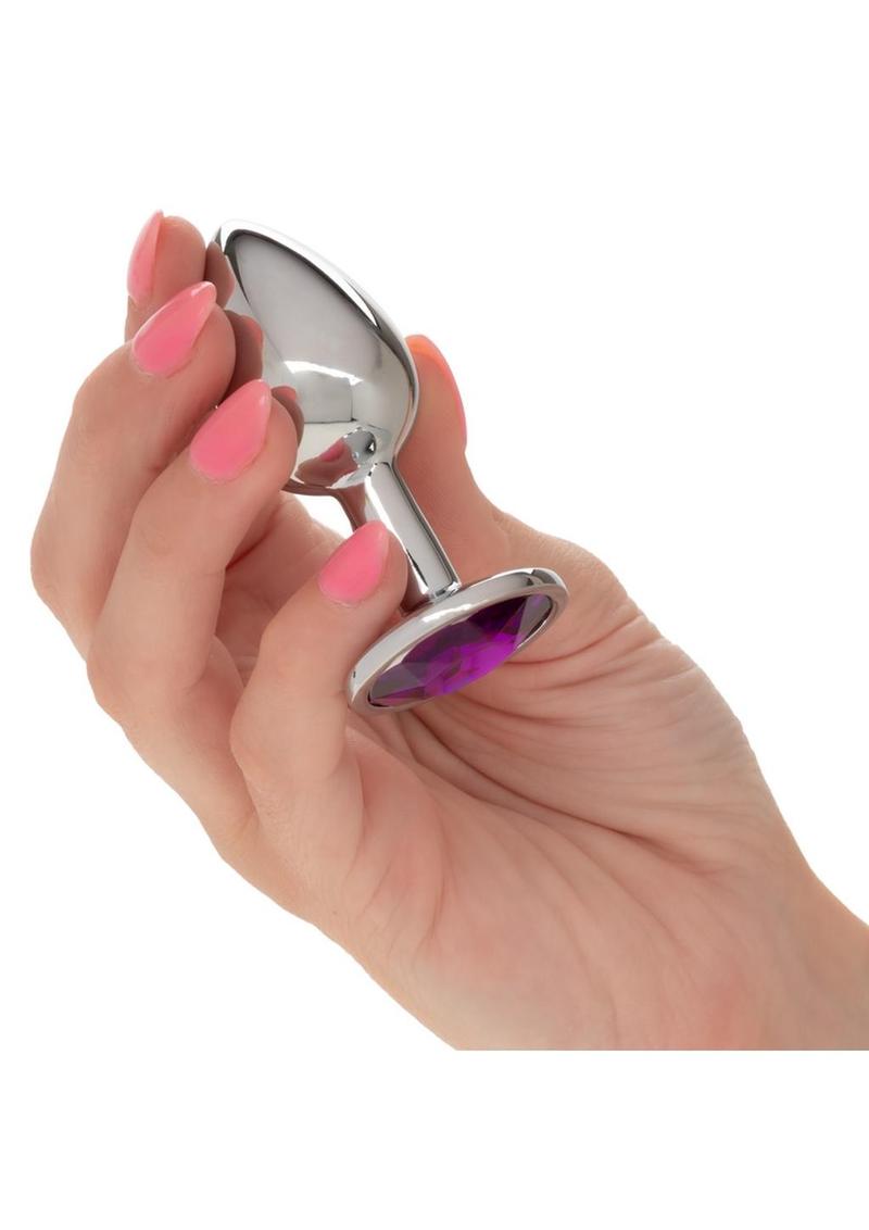 Jewel Amethyst Aluminum Anal Plug - Small - Purple