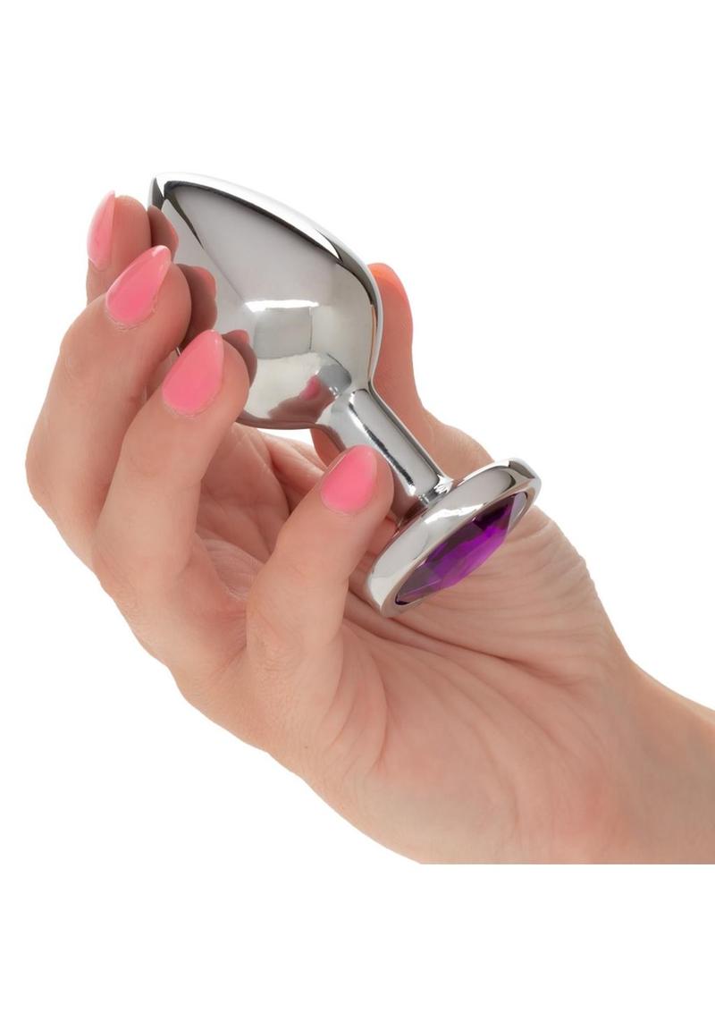 Jewel Amethyst Aluminum Anal Plug - Large - Purple