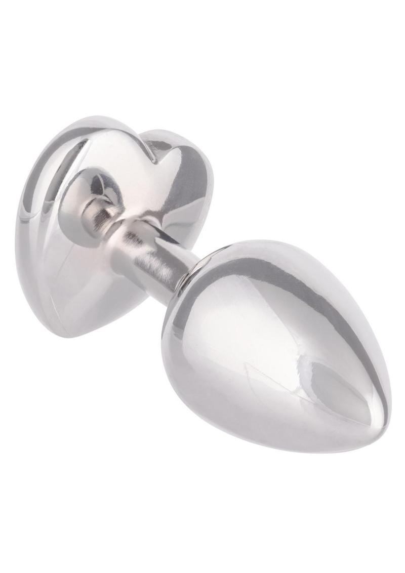 Jewel Ruby Heart Aluminum Anal Plug - Small - Red