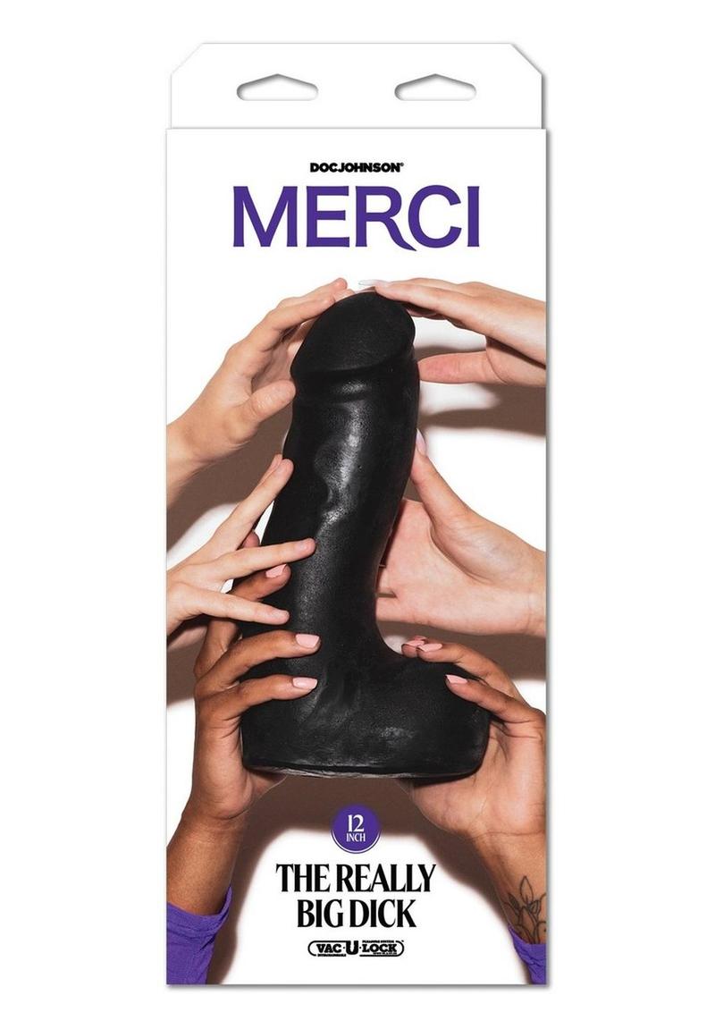 Merci The Really Big Dick with XL Removable Vac-U-Lock Suction Cup 12in - Black