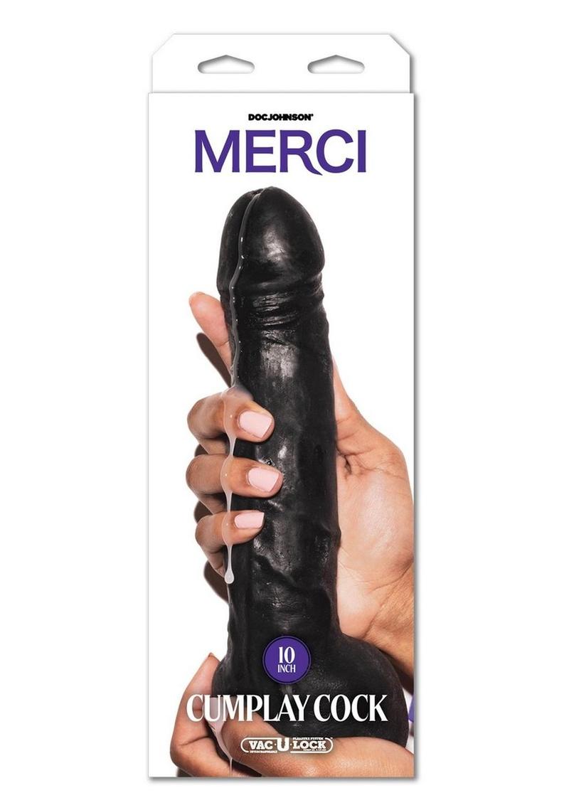 Merci Dual Density Ultraskyn Squirting Cumplay Cock with Removable Vac-U-Lock Suction Cup 10in - Black