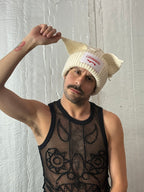 LOVERBOY BY CHARLES JEFFREY CHUNKY EARS BEANIE WHITE