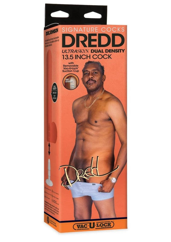 Doc Johnson Signature Cocks Ultraskyn Dredd Dildo with Removable Suction Cup 13.5in - Chocolate