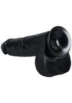 RealRock Ultra Realistic Skin Extra Large Straight Dildo with Balls and Suction Cup 15in - Black