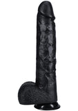 RealRock Ultra Realistic Skin Extra Large Straight Dildo with Balls and Suction Cup 15in - Black