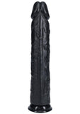 RealRock Ultra Realistic Skin Extra Large Straight Dildo with Suction Cup 14in - Black