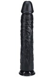 RealRock Ultra Realistic Skin Extra Large Straight Dildo with Suction Cup 14in - Black