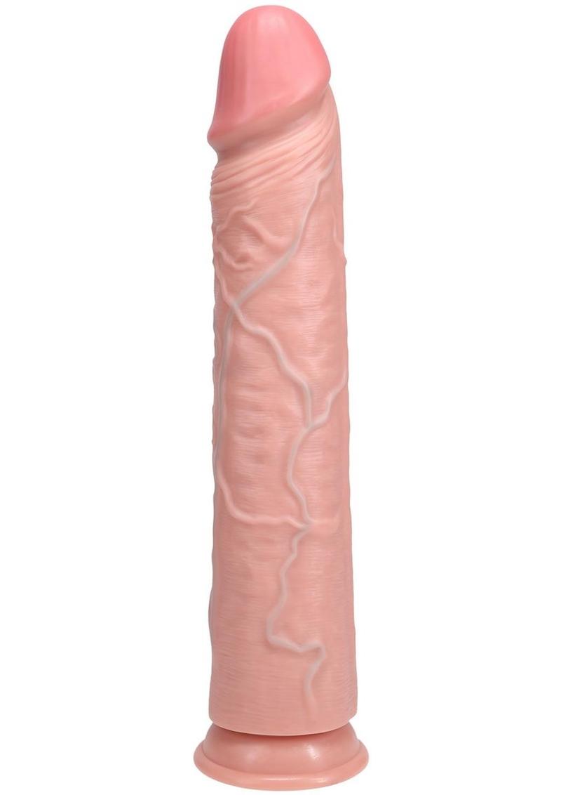 RealRock Ultra Realistic Skin Extra Large Straight Dildo with Suction Cup 14in - Vanilla