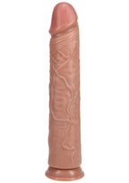RealRock Ultra Realistic Skin Extra Large Straight Dildo with Suction Cup 14in - Caramel
