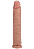 RealRock Ultra Realistic Skin Extra Large Straight Dildo with Suction Cup 14in - Caramel