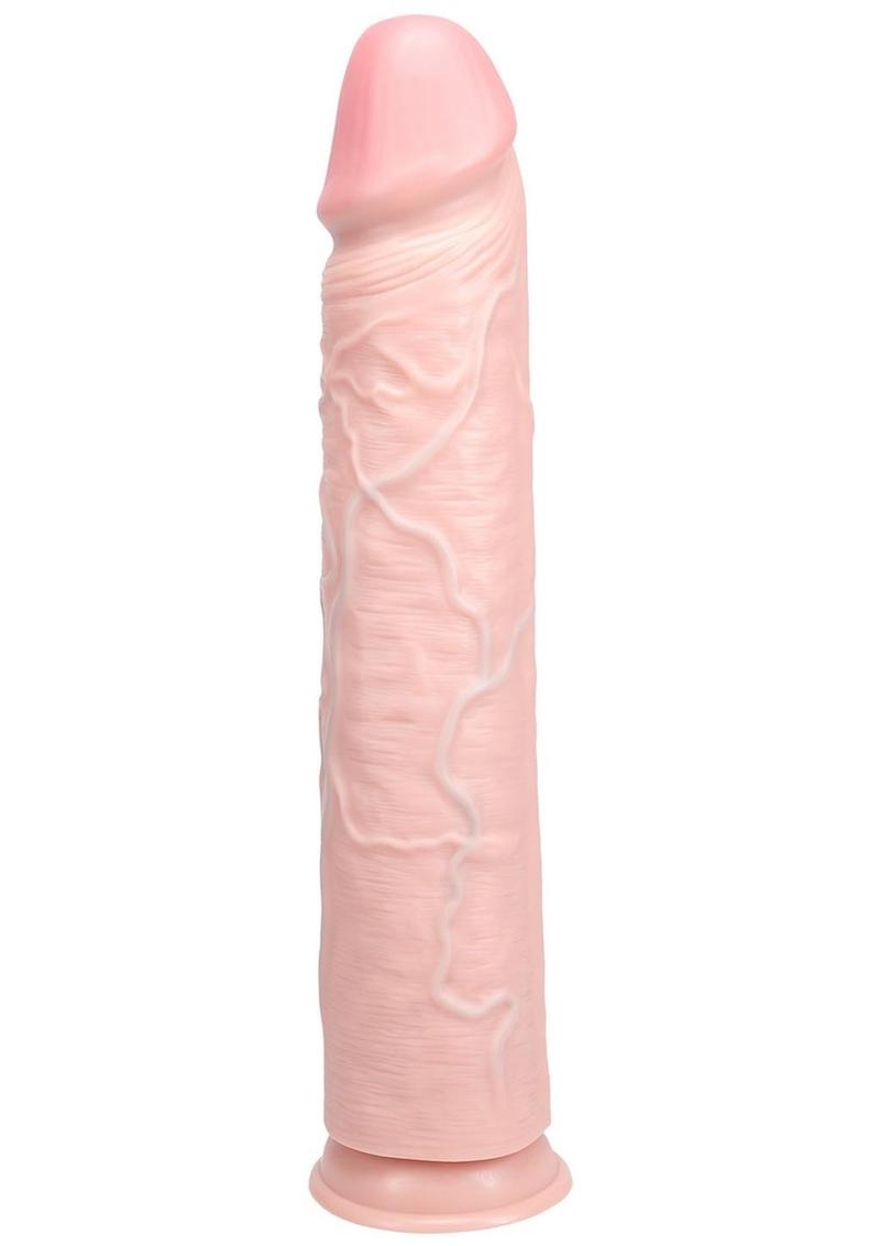 RealRock Ultra Realistic Skin Extra Large Straight Dildo with Suction Cup 15in - Vanilla