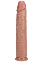 RealRock Ultra Realistic Skin Extra Large Straight Dildo with Suction Cup 15in - Caramel