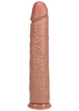 RealRock Ultra Realistic Skin Extra Large Straight Dildo with Suction Cup 15in - Caramel