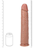 RealRock Ultra Realistic Skin Extra Large Straight Dildo with Suction Cup 15in - Caramel