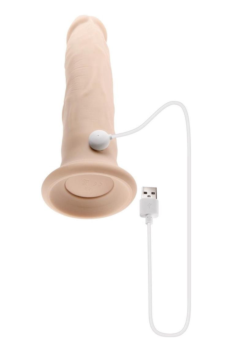 Twirl Jam Silicone Rechargeable Vibrating Dildo with Remote Control - Vanilla