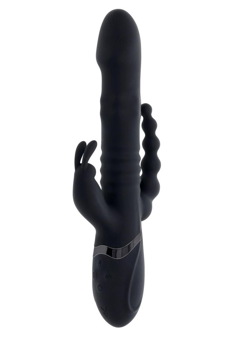 Playboy Big Bunny Energy Rechargeable Silicone Triple Stimulation Rabbit Vibrator - Black