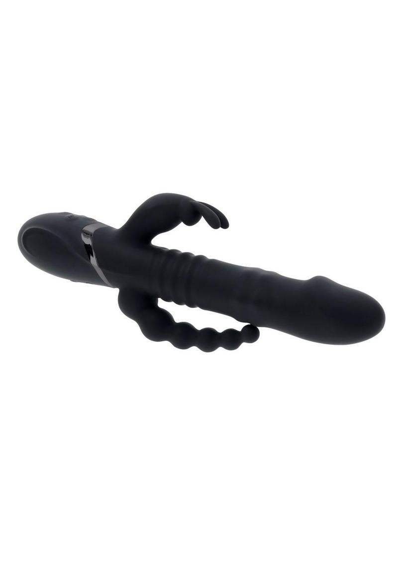 Playboy Big Bunny Energy Rechargeable Silicone Triple Stimulation Rabbit Vibrator - Black