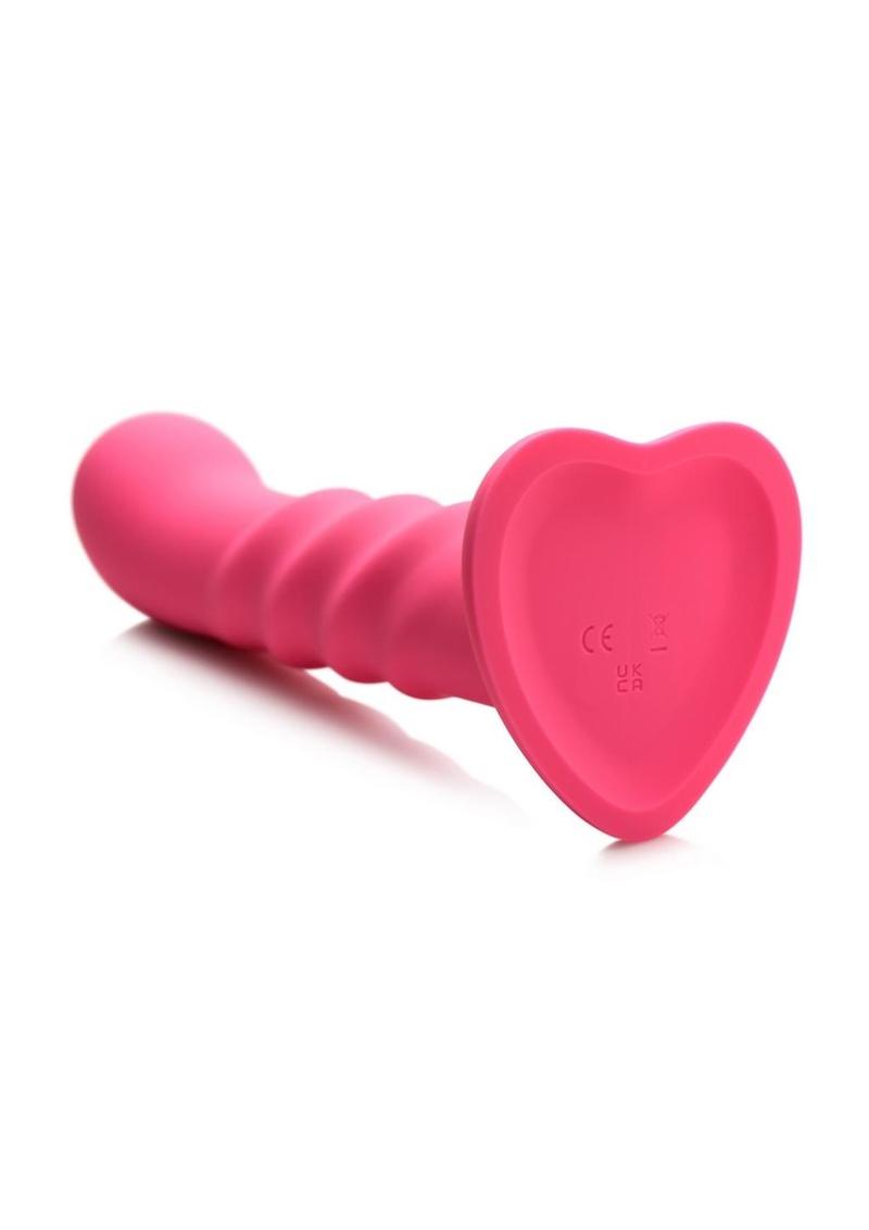 Simply Sweet 21X Vibrating Ribbed Rechargeable Silicone Dildo with Remote Control - Pink