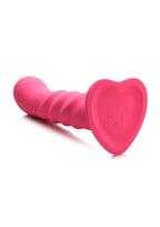 Simply Sweet 21X Vibrating Ribbed Rechargeable Silicone Dildo with Remote Control - Pink