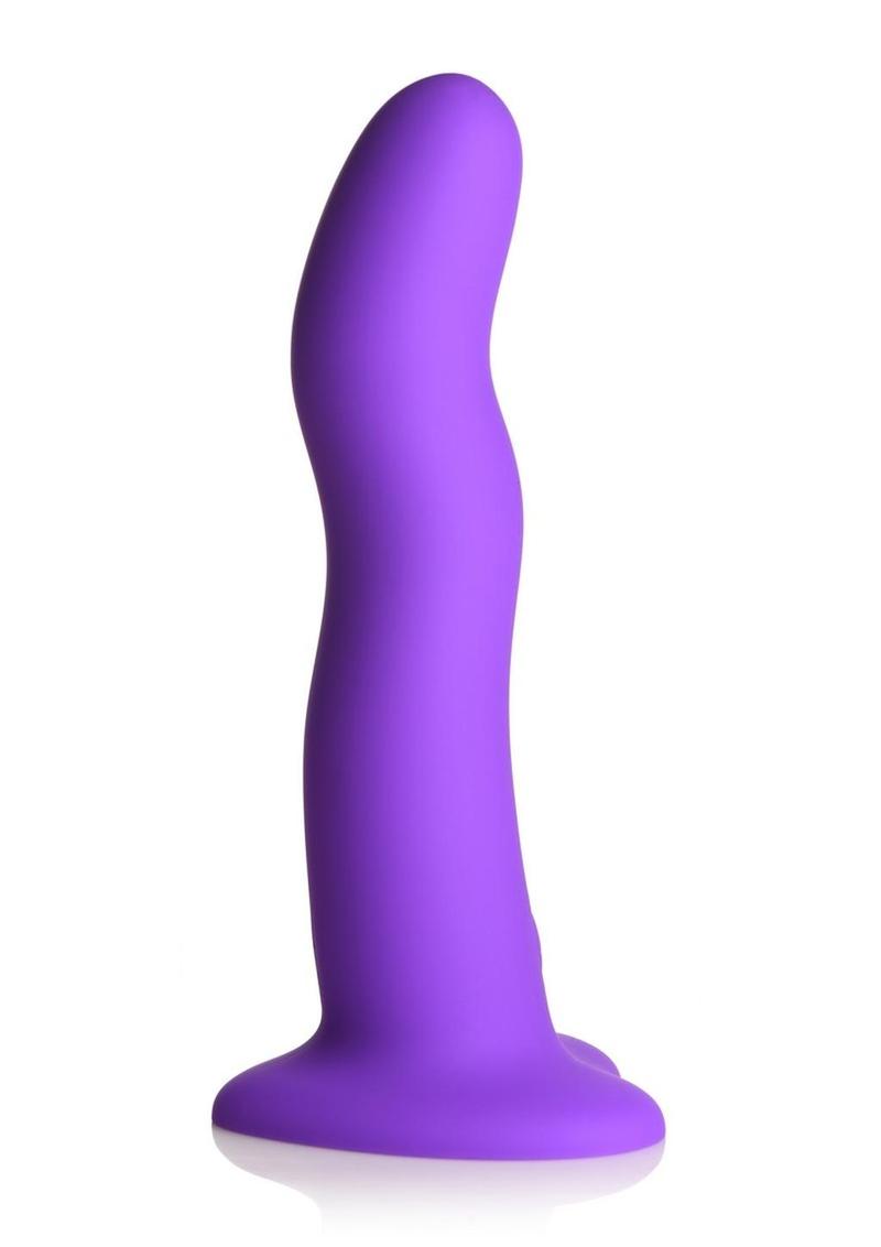 Simply Sweet 21X Vibrating Wavy Rechargeable Silicone Dildo with Remote Control - Purple