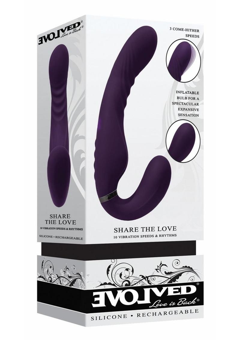 Share The Love Rechargeable Silicone Strap-On - Purple