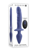 Gender X Dual Defender Rechargeable Silicone Dual Vibrator/Probe with Remote Control - Purple