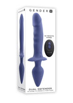 Gender X Dual Defender Rechargeable Silicone Dual Vibrator/Probe with Remote Control - Purple