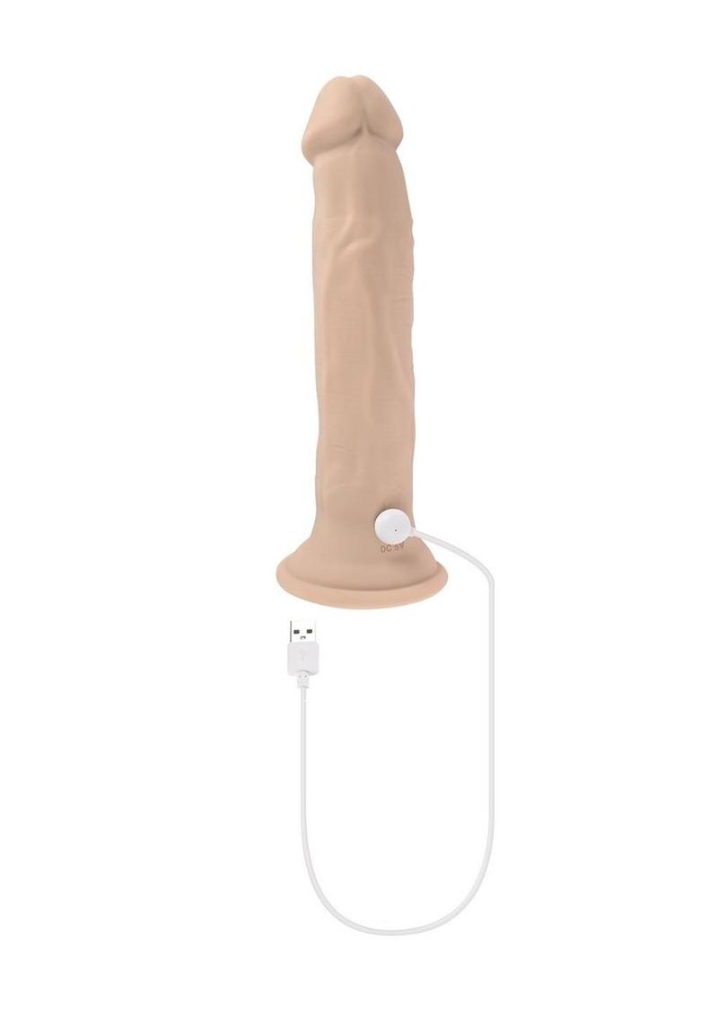 In Thrust We Trust Rechargeable Silicone Dildo with Remote Control - Vanilla