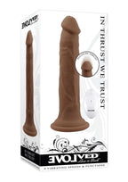 In Thrust We Trust Rechargeable Silicone Dildo with Remote Control - Chocolate