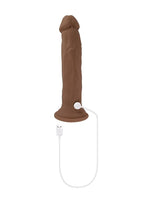 In Thrust We Trust Rechargeable Silicone Dildo with Remote Control - Chocolate