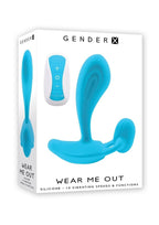 Gender X Wear Me Out Rechargeable Silicone Dual Vibrator with Remote Control - Blue