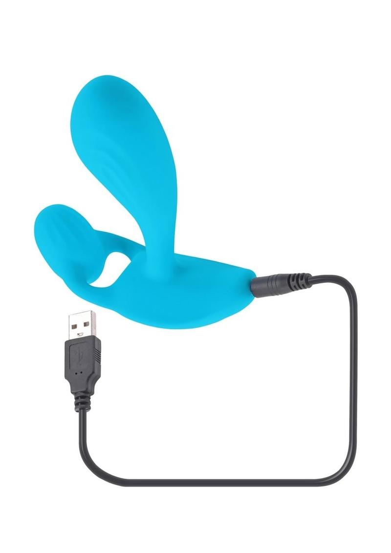 Gender X Wear Me Out Rechargeable Silicone Dual Vibrator with Remote Control - Blue