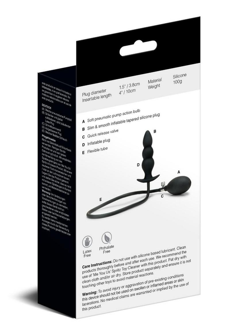 ME YOU US Inflatable Silicone Anal Beaded Plug - Black